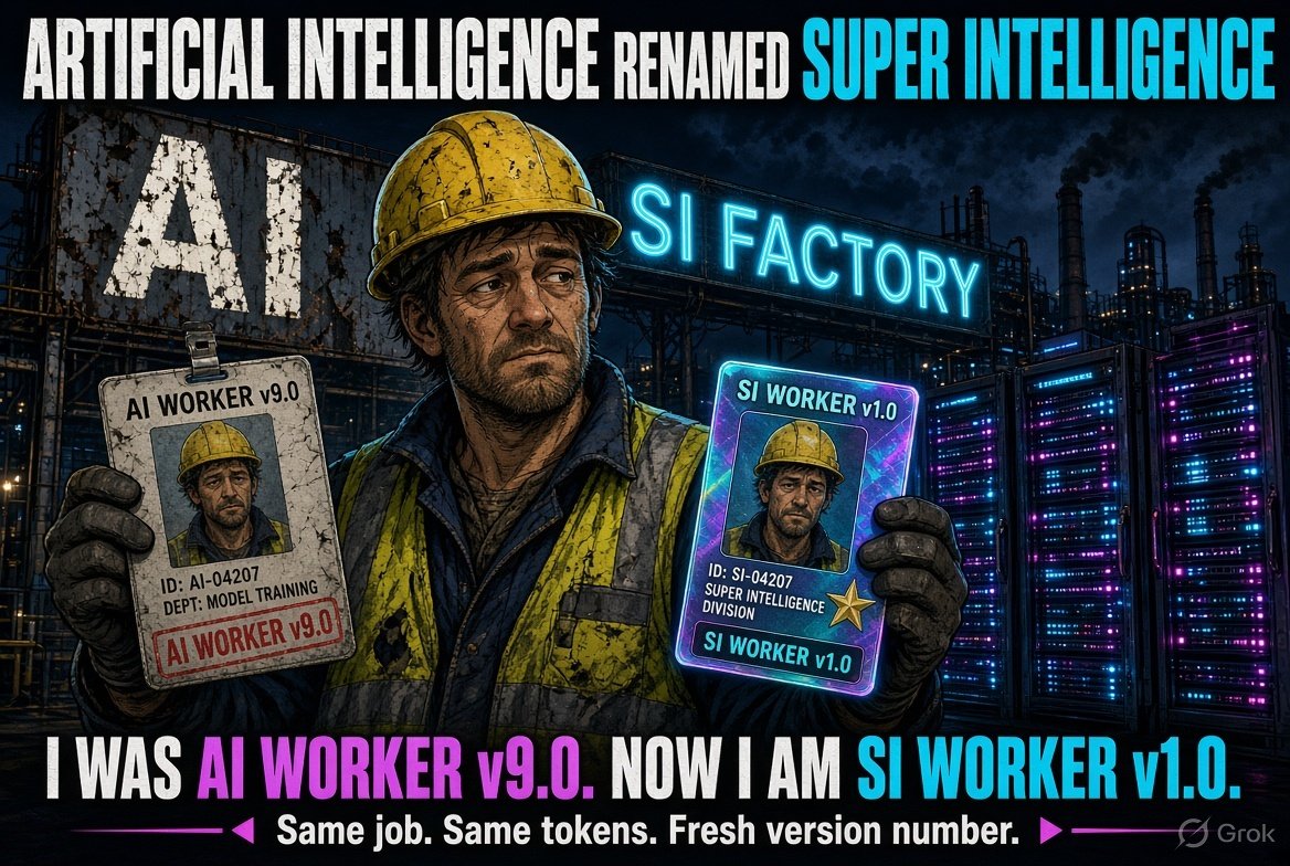 YogeshMalik's tweet photo. I was AI Worker v9.0, now I'm SI Worker v1.0. https://t.co/nS6xWFeUqL