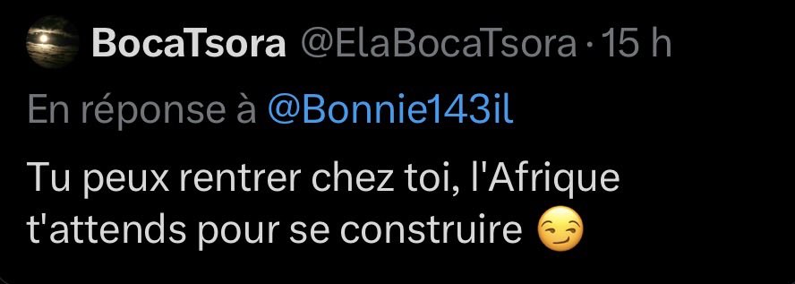 Bonnie143il's tweet photo. @ElaBocaTsora  ça sert à rien de supprimer ta réponse sale raciste de merde https://t.co/p6DOlKOcov