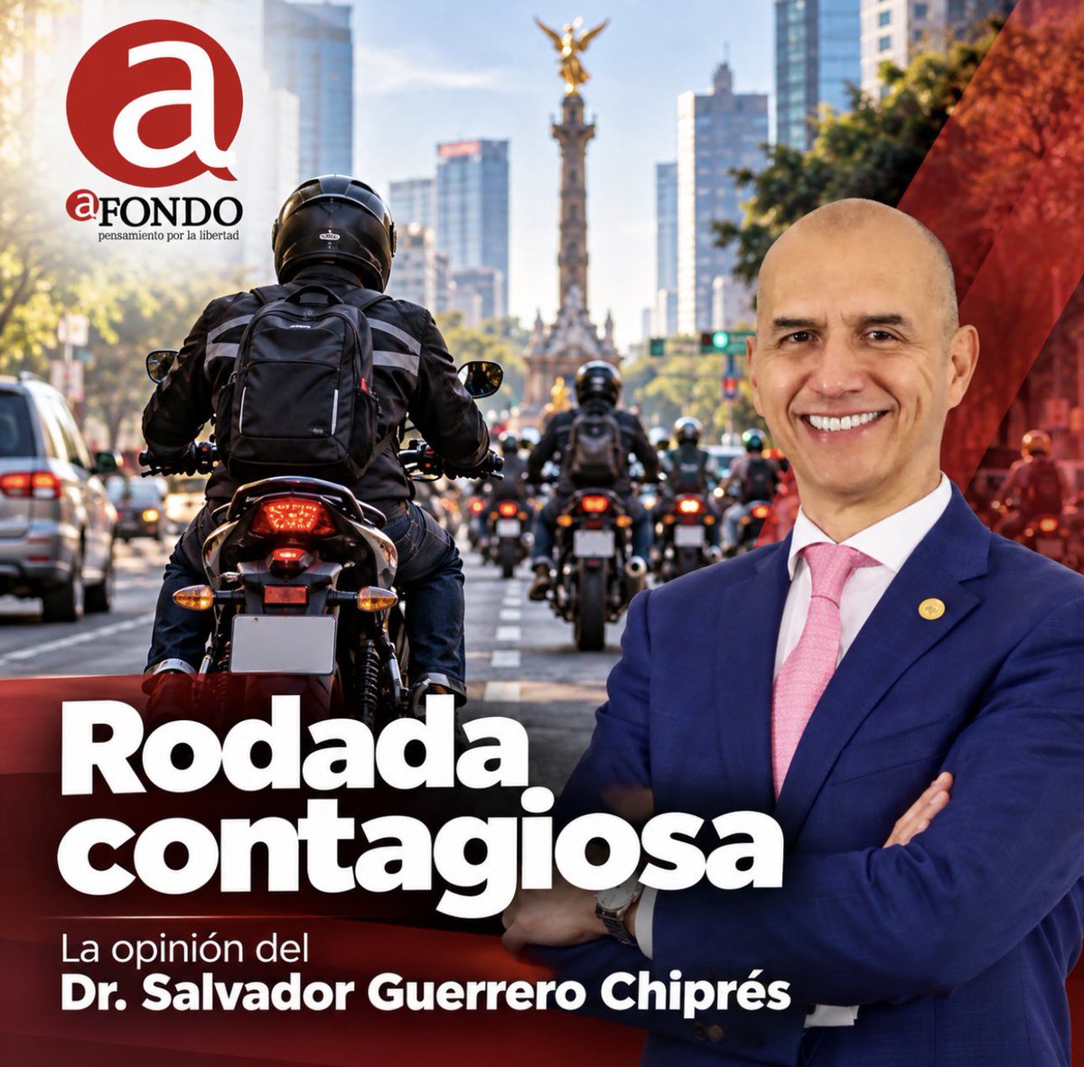 afondoJAL's tweet photo. Rodada contagiosa
La opinión del Dr Salvador @guerrerochipres 
En el tránsito vehicular ideal, los motociclistas circulan por los carriles asignados, portan equipos de seguridad, evitan serpentear entre automóviles y se detienen sin invadir las cebras peatonales.
¿Qué se necesita para llegar a ese nivel?”
https://t.co/PYU3Dp9W5q