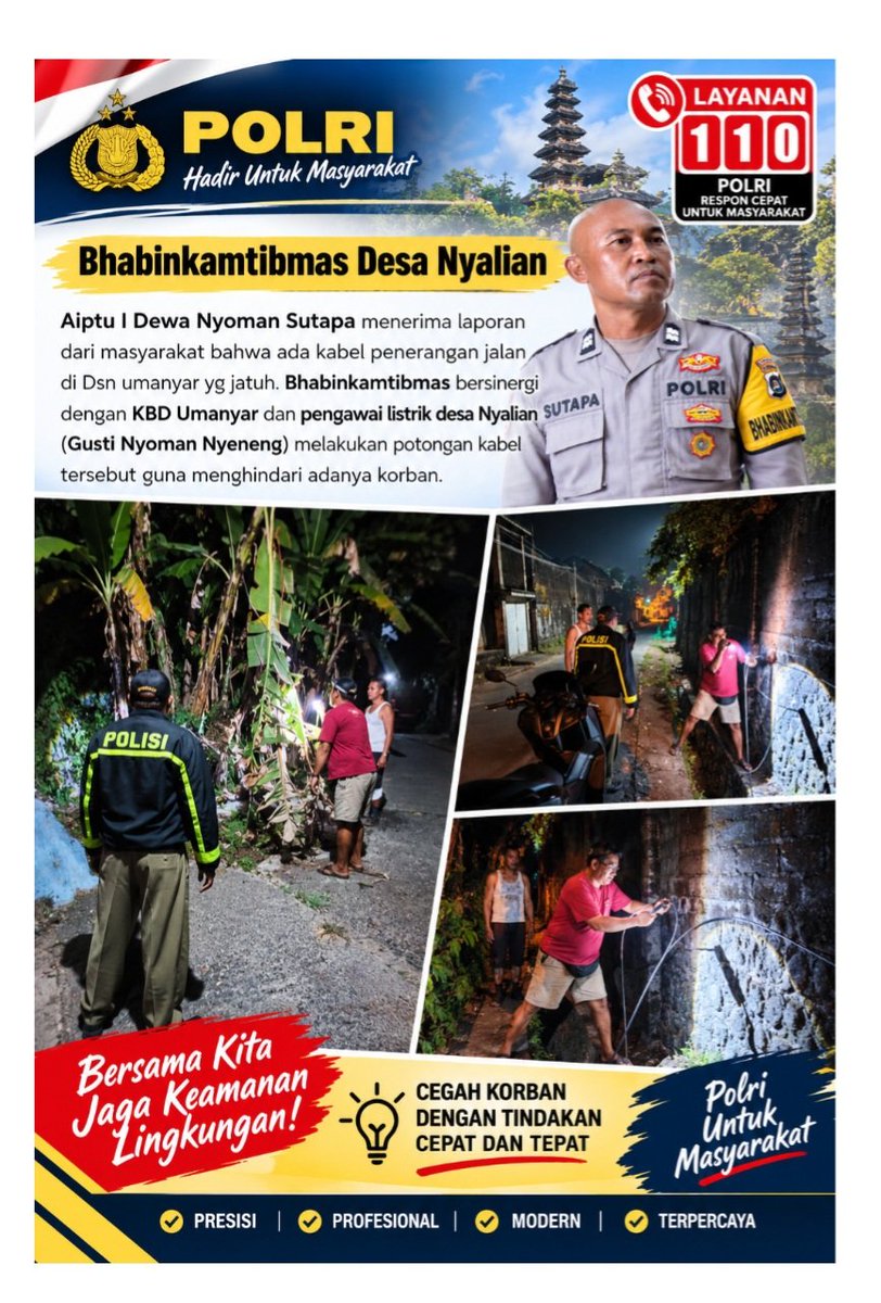 banjarangkan's tweet photo. Bhabinkamtibmas Desa Nyalian, Aiptu I Dewa Nyoman Sutapa, menerima laporan masyarakat.

Polri hadir untuk masyarakat. Bersama kita jaga keselamatan lingkungan! 🤝
#PolriPresisi #PolriUntukMasyarakat #Bhabinkamtibmas #PolsekBanjarangkan #PolresKlungkung #DesaNyalian #Layanan110 https://t.co/ikwRZhsfQ6