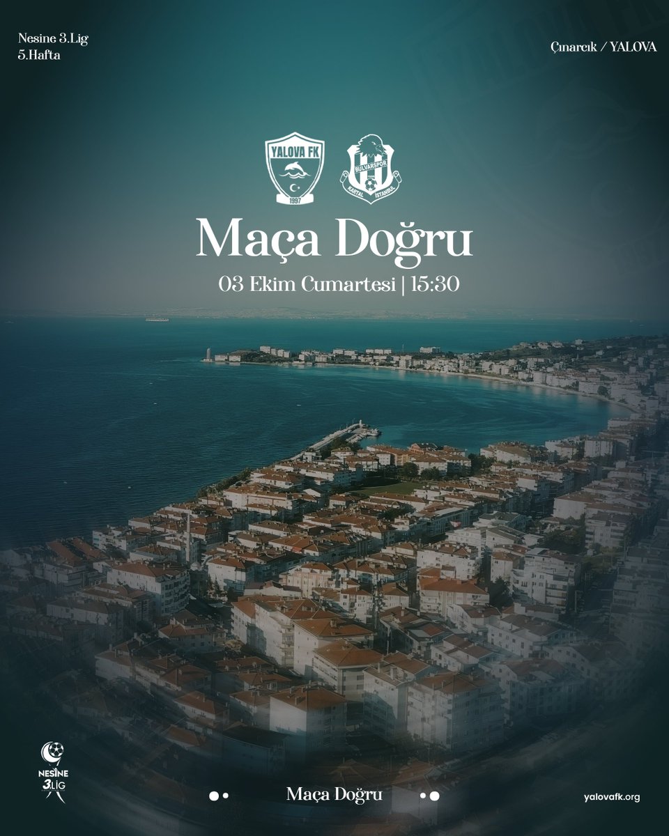 YalovaFK's tweet photo. Nesine 3. Lig 1. Grup – 5. Hafta

🆚 Kartal Bulvar SK
📅 03 Ekim Cumartesi
🏟️ Atatürk Stadyumu, YALOVA
🕔 15.30 https://t.co/lLl9qXlido