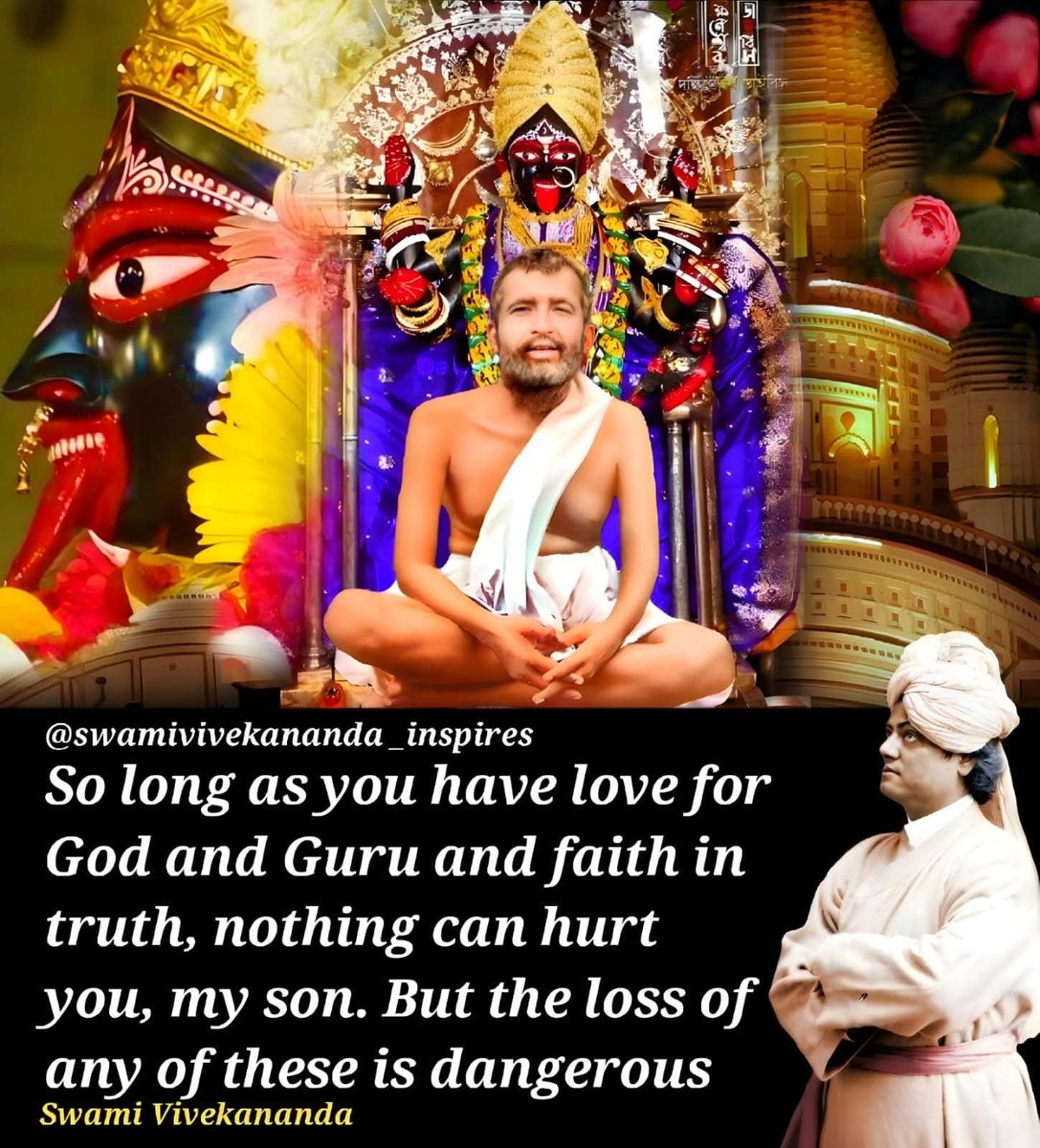 Swamijiinspires's tweet photo. So long as you have love for God and Guru and faith in truth, nothing can hurt you, my son. But the loss of any of these is dangerous.

Swami Vivekananda https://t.co/Zf36ZxSXCW