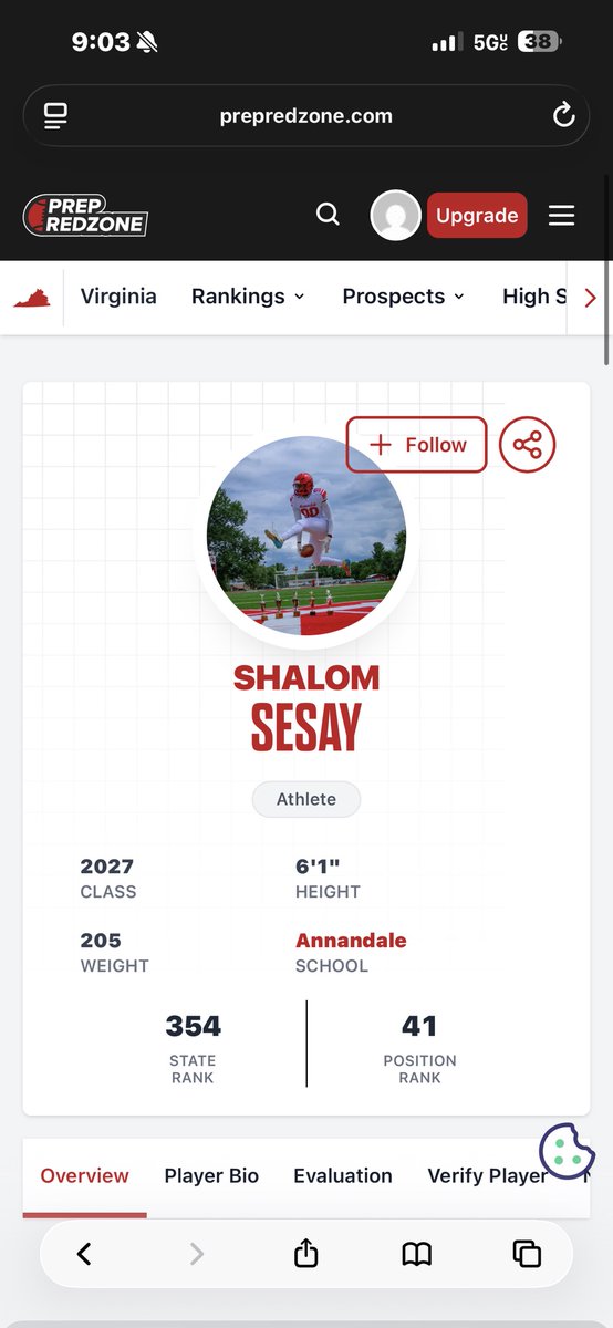 ShalomSesay's tweet photo. Proud to be ranked #41 ATH in the State of Virginia by Prep Redzone! Big thanks to @carljfred and @JamilMetts for completing these rankings and recognizing us athletes! Climbing closer to the top every single day! https://t.co/mXPjNq21nc