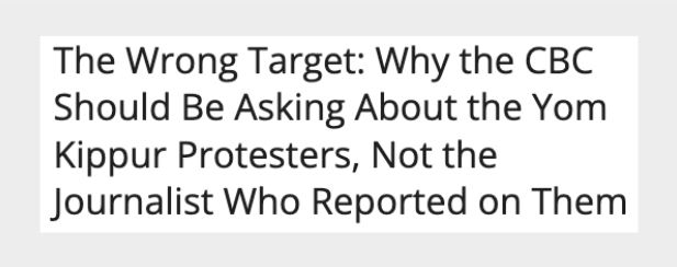 MikeFegelman's tweet photo. .@CBC’s handling of Neil Herland looks like an institutional version of DARVO.

DARVO stands for Deny, Attack, and Reverse Victim and Offender. It is a manipulation tactic used to avoid accountability.

It is also a tactic that is repeatedly identified in pro-Palestinian activism: deny or minimize the underlying conduct, attack those who call it out, and recast the people accused of intimidation as the victims.

Herland did not invent the incident. He witnessed it. Protesters shouted “Zionist alert,” “baby killer” and “you’re going to hell” at people entering a religious service. He recorded what happened and described what it meant to experience that as a Jewish Canadian.

Then the inversion began.

Was it really a synagogue?

Was the building public?

Was the guest speaker controversial?

Was Herland too personally connected?

Every additional question moves attention one step farther away from the people confronting Jews on their way into Yom Kippur services and one step closer to making the Jewish witness responsible for the controversy.

That is exactly why Michael Geist’s analysis matters.

He strips away the excuses and brings the story back to its most basic facts: people were attending a religious service, protesters were confronting them as they entered, and Canadian law protects religious gatherings from wilful disturbance.

That is what CBC should be examining.

Instead, according to reporting, the journalist who documented the incident was pulled off-air and subjected to disciplinary proceedings.

There is something deeply revealing about that instinct.

When antisemitism occurs, too many institutions seem more comfortable interrogating the Jew who describes it than confronting the people responsible for the conduct itself.

The behaviour gets “context.”

The aggressors get explanations.

The Jewish witness gets scrutiny.

That is how responsibility gets reversed.

Geist deserves real credit for refusing to let CBC hide behind that inversion.

Neil Herland is not the problem CBC should be investigating.

The much more uncomfortable question is why the broadcaster apparently found his documentation of antisemitic intimidation more institutionally troubling than the intimidation itself.

https://t.co/6OzOb9ssAw