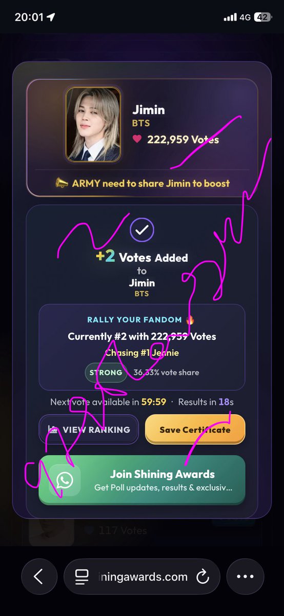 9795LoveJM_BTS's tweet photo. 💸 113 บาท 1 รางวัล
(ประกาศหลังจบโหวต)

ฝากผู้ใจดีโหวตให้น้องจีมินคนน่ารักมากหน่อยค่ะ น้องร่วงมาอยู่ที่ 2 หม่าม้าใจจะขาด😭

กติกาเล่นกิจ
- แคปหลักฐานการโหวต+รีพลายใต้โพสต์

🌙 🔗 https://t.co/vc26cVP9DJ

🌙 โหวตได้ทุก 1 ชั่วโมง แชร์ลิงก์ก่อนโหวตได้คะแนน X2

#อาร์มี่ชวนโหวต https://t.co/iRu1ZVXkaz