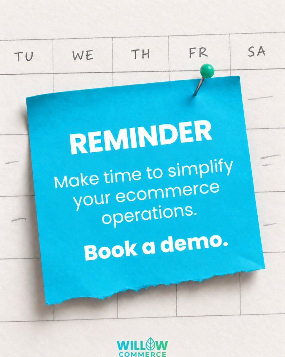 WillowCommerce's tweet photo. 📌 Reminder: simplify your ecommerce operations before the holiday rush.

Bring inventory, orders, and shipping together with Willow Commerce.

Make time now. Book a demo: https://t.co/DItrkAKEge

#Ecommerce https://t.co/Qmlxye2SvH