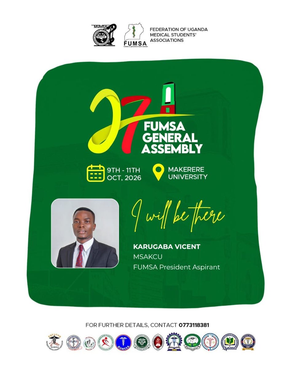Makerere_Medics's tweet photo. Karugaba Vicent will be there
Will you?🤗
#FUMSAGeneralAssembly https://t.co/dvKk0xeJiE