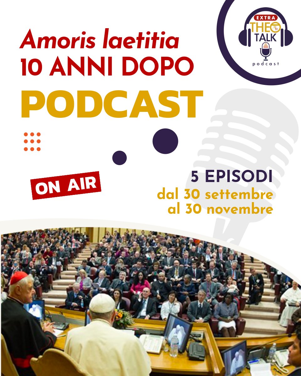 FacoltaPugliese's tweet photo. A dieci anni da #Amorislaetitia, inauguriamo la serie speciale #TheoTalkextra dedicata all’esortazione apostolica di Papa #Francesco. 🎙️

È disponibile il primo episodio su YouTube e sulle principali piattaforme di podcast. 

📺 https://t.co/X5bRrMx1GO https://t.co/hpq9i09G8d
