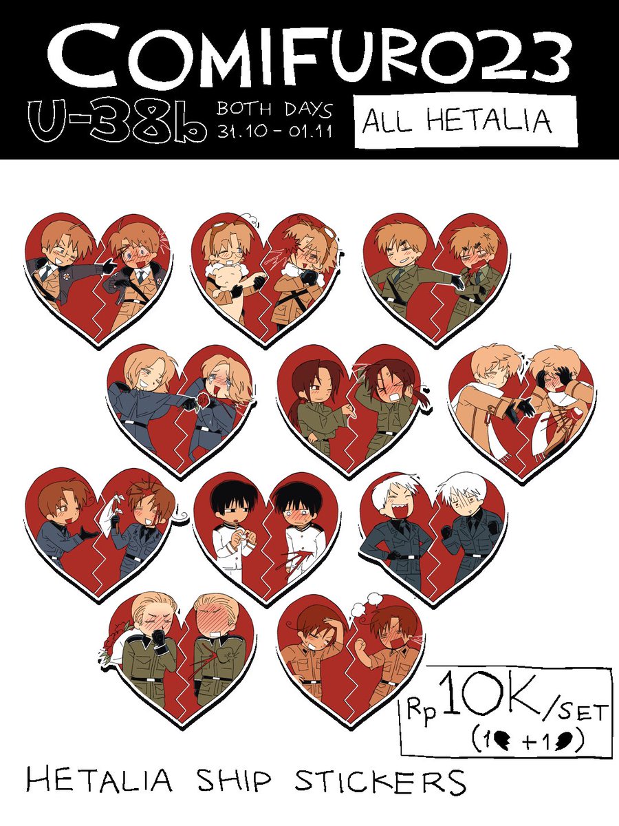 plusoneHell's tweet photo. So sorry for the delay... 
Opening (LOCAL) preorder for #comifuro23
From 30 September - 10 October 2026

Mail order and pick up @ U-38b available
Just few merch for Hetalia (^_^)v

PO here : https://t.co/d3SzLHZ7mk https://t.co/Jesa2FdidU