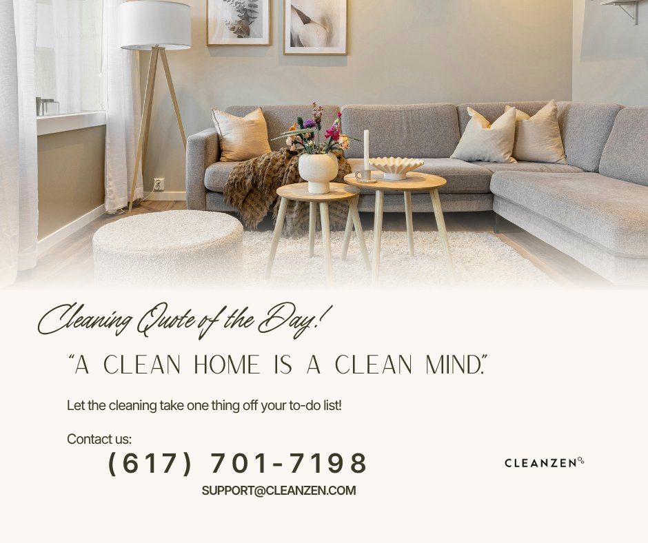 cleanzenboston's tweet photo. βA clean home is a clean mind.β πΏπ
Let the cleaning take one thing off your to-do list!ππ§½π
Book with Cleanzen Boston today! ππ
#QuoteOfTheDay #Cleanzen #Boston #CleanzenBoston #Home #CleanMind #RefreshedSpace #RelaxingEvening #EnjoyableSpace #ToDoList #FresherHome https://t.co/aTvu1cASqh