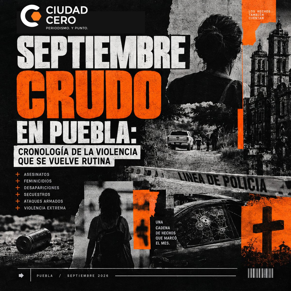 SomosCiudadCero's tweet photo. Septiembre ha dejado una sucesión de asesinatos, feminicidios, desapariciones, secuestros y ataques armados que hicieron de la segunda mitad del mes una cadena difícil de ignorar.
Una mujer asesinada a balazos en Puebla capital abrió el mes. Después llegaron ataques armados, un doble asesinato de mujeres en Cuetzalan, cuerpos abandonados con signos de violencia en Huejotzingo, ejecuciones, desapariciones y, en los últimos días, el secuestro y asesinato de un adolescente, el feminicidio de una joven, una mujer decapitada y la muerte de un funcionario estatal dentro del CIS Angelópolis.
Todo en menos de 30 días.
▪️ La violencia se acumuló
· El 1 de septiembre, una mujer fue asesinada a balazos en un camino de terracería de la colonia Hacienda Las Fuentes, al sur de la capital. En el sitio fueron localizados al menos cuatro casquillos.
· El día 3 concentró varios episodios. En Lomas del Sur, un ataque armado dejó un muerto y un herido; en Cuetzalan, dos mujeres —una policía municipal y su madre— fueron asesinadas con arma blanca. Ese mismo periodo dejó además el hallazgo de un hombre decapitado en Santa Ana Xalmimilulco, Huejotzingo.
· Un día después apareció otro cuerpo en San Luis Coyotzingo, también en Huejotzingo, con una lesión en la cabeza provocada por un arma blanca.
· El 5 de septiembre comenzó otro de los casos que terminarían marcando el mes, la desaparición de Hugo Alejandro Hernández Tello, estudiante de 25 años de la BUAP, después de salir a jugar futbol.
· El 17 de septiembre, David R. R. fue ejecutado mientras viajaba en una camioneta por San Miguel Guadalupe, en la capital. Recibió 14 impactos de bala y en el lugar fueron contabilizados al menos 21 disparos. Su pareja resultó herida.
Ese mismo día desapareció Alma González Montiel, maestra de Educación Física de 40 años.
· Dos días después, en Cañada Morelos, un ataque con machetes dejó un muerto y cuatro personas heridas, entre ellas un menor de 12 años.
· Y ese mismo 19 de septiembre comenzó otro caso que terminaría sacudiendo el escenario político estatal. Mateo Hernández Gutiérrez, adolescente e hijo del presidente municipal de Tecamachalco, fue privado de la libertad cuando se dirigía a un curso de la preparatoria BUAP.
La familia recibió una exigencia de rescate.
Cuatro días después, el cuerpo del adolescente fue localizado en Nicolás Bravo, envuelto en cobijas y con signos de violencia.
▪️ Tres días, tres historias
La semana del 21 al 25 de septiembre concentró buena parte de los casos que convirtieron al mes en una sucesión de tragedias.
· El 21 fue localizado el cuerpo de Alma González en un camino de terracería entre Cuautinchán y Santa Cruz Alpuyeca. Presentaba signos de violencia y la Fiscalía inició la investigación bajo protocolo de feminicidio.
· El 22 apareció el cuerpo de Hugo Alejandro en el río Alseseca, 17 días después de su desaparición.
En este caso hay que hacer una precisión, pues aunque su muerte ocurrió en medio de una investigación por desaparición, la Fiscalía reportó traumatismo facial compatible con una caída. Por ahora, no existe una conclusión oficial que permita presentar el caso como homicidio.
· El 23 fue localizado el cuerpo de Mateo Hernández, cuyo secuestro había comenzado cuatro días antes.
Ese mismo día se reportó el feminicidio de Abigail Joseline Pérez Moreno, de 23 años, en Esperanza. Su pareja, de 25 años, fue detenida.
· Dos días después, el 25 de septiembre, la violencia volvió a mostrar distintos rostros.
En Teteles de Ávila Castillo fue localizada una mujer de entre 35 y 40 años, decapitada, envuelta en una cobija y con otras heridas provocadas por un objeto punzocortante. Su identidad no había sido establecida al cierre de los reportes consultados.
Ese mismo día se reportó la muerte de Rubén Alberto Curiel Tejeda, exfiscal Anticorrupción y coordinador jurídico de la Secretaría de Anticorrupción y Buen Gobierno. Fue localizado dentro de su camioneta, en el sótano 3 del CIS Angelópolis.
El lugar y el cargo que ocupaba hicieron que el caso adquiriera una dimensión pública particular.
Pero aquí también es necesario separar el ruido de los hechos oficiales, pues la Fiscalía informó que se trató de un suicidio.
Ese mismo día, una balacera derivada de un reporte de violencia familiar en San Andrés Azumiatla dejó un hombre muerto y un policía quedó a disposición del Ministerio Público para determinar responsabilidades.
📌 En medio de esta sucesión de casos, a mediados de septiembre, el Gobierno de Puebla reportó una reducción de 24.1 por ciento en homicidio doloso durante enero-agosto de 2026, respecto del mismo periodo de 2025. Sin embargo la cadena de casos en este mes, termina construyendo una sensación de violencia permanente.
#Puebla #Seguridad #PorAmorAPuebla