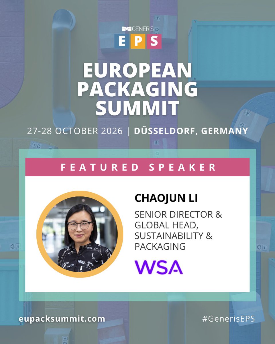 Generis_Pack's tweet photo. How do we turn packaging goals into scalable solutions?

Chaojun Li, Sr. Director &amp; Global Head, Sustainability &amp; Packaging, WSA, will explore the challenges behind circular packaging systems, from material recovery to regulation

Final passes https://t.co/adhTFHeJyN

#GenerisEPS https://t.co/vTXbU4Rbbv