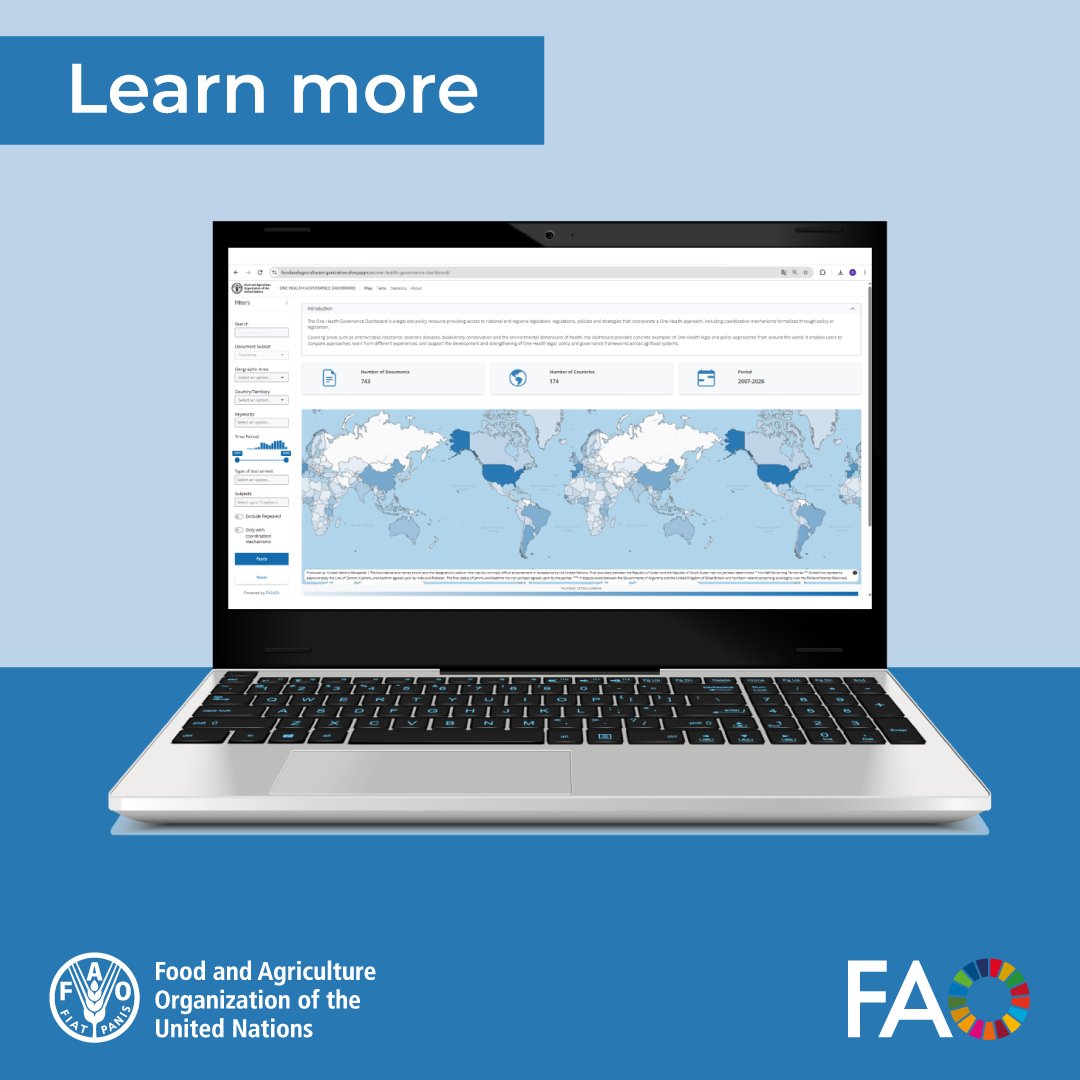 FAO4Members's tweet photo. How is #OneHealth being governed around the world? 🌍 

The One Health Governance Dashboard brings together country-level information to help explore governance mechanisms, identify gaps and strengthen multisectoral coordination for One Health. 

https://t.co/0yqo9jKeRF https://t.co/6kwU0zGN1V