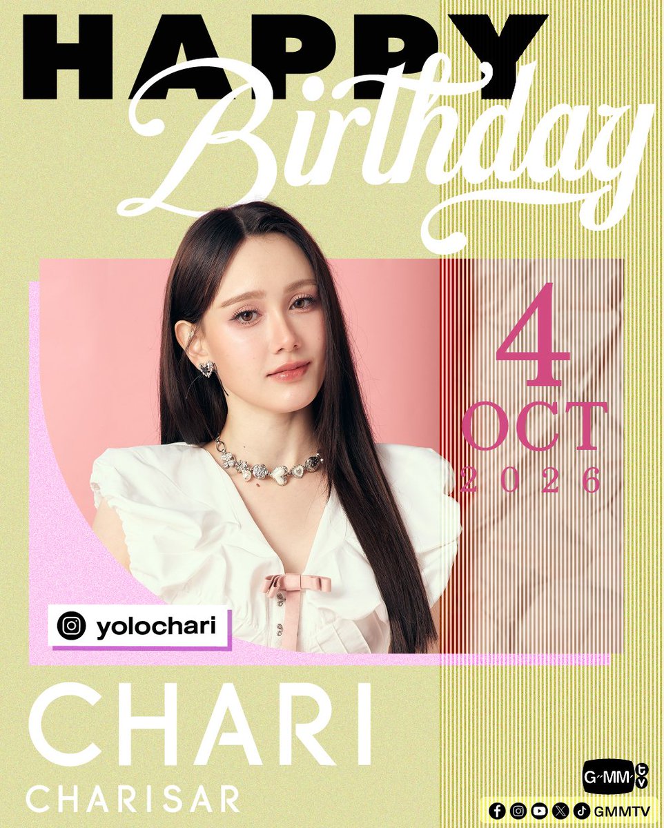 GMMTV's tweet photo. Happy Birthday to Chari

#GMMTV 
@yolochari https://t.co/zu3Hnehb0d