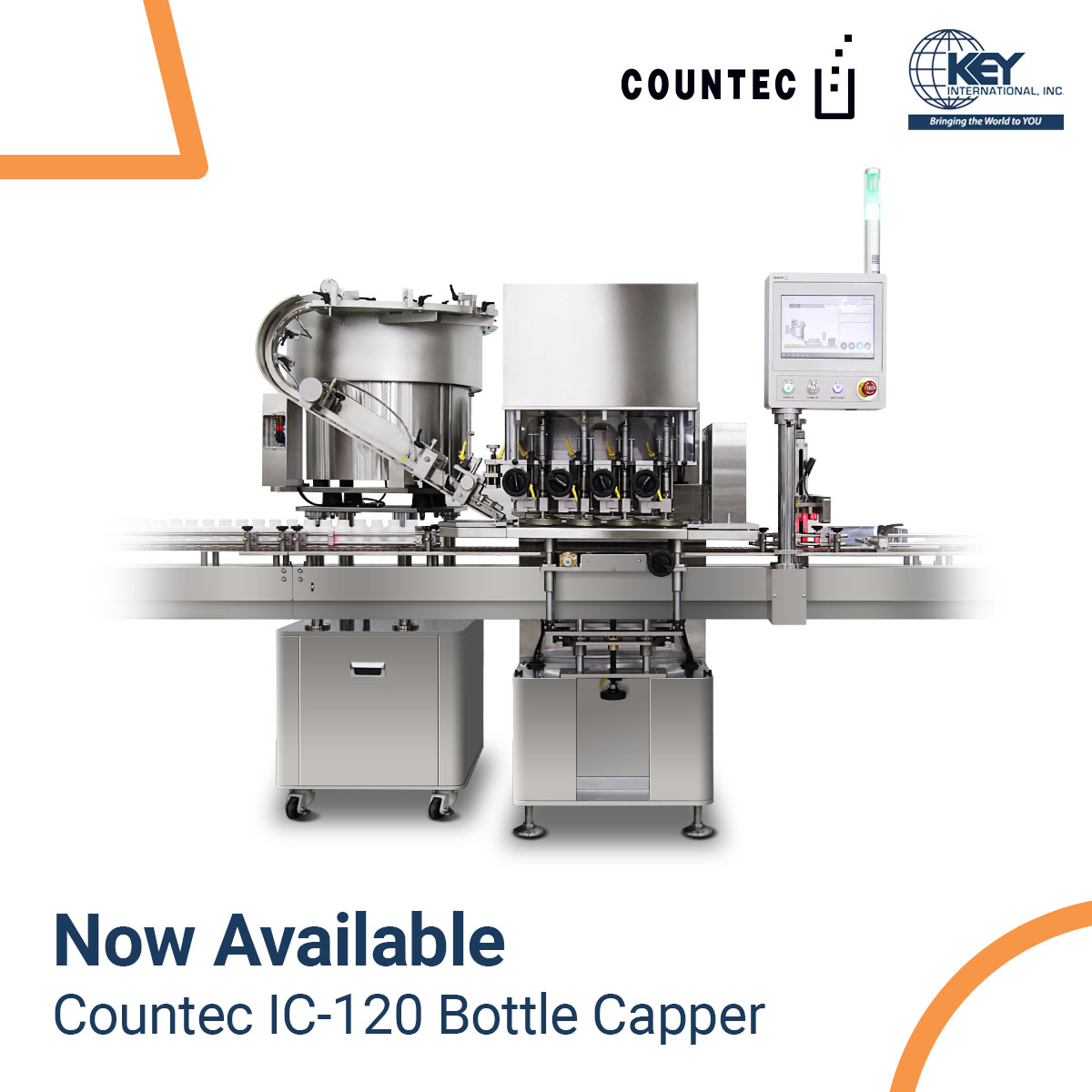 KeyIntlInc's tweet photo. Something new is coming to @packexposhow next month! 📆

The COUNTEC IC-120 is a Fully Automatic Inline Capper and is built for high-speed, reliable, and continuous bottle capping.

🔗 See what else we'll have at the show: https://t.co/pPTcpI5wVm

#PackagingEquipment https://t.co/X2VoFAXas9