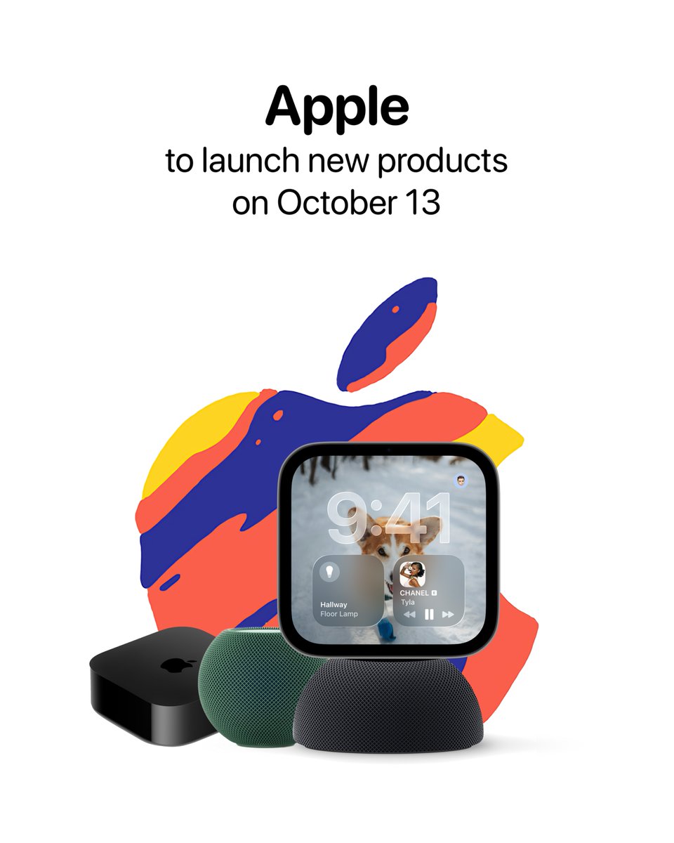 theapplehub's tweet photo. Apple reportedly plans to launch 3 new smart home products on October 13 🚨

• New Apple smart home hub
• New HomePod mini
• New Apple TV 4K

Source: @markgurman https://t.co/cy3w6dg2JM