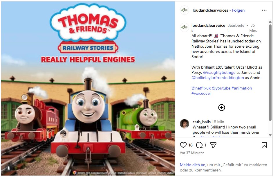 starlightfan02's tweet photo. We have two more casting reveals for Railway Stories
Hollie Taylor as Annie (which also confirms Clarabel albeit she will have a seperate VA)
and
Nigel Pilkington, the former UK voice of Percy from Series 19 to 24, is James! https://t.co/jLrufrvrAu