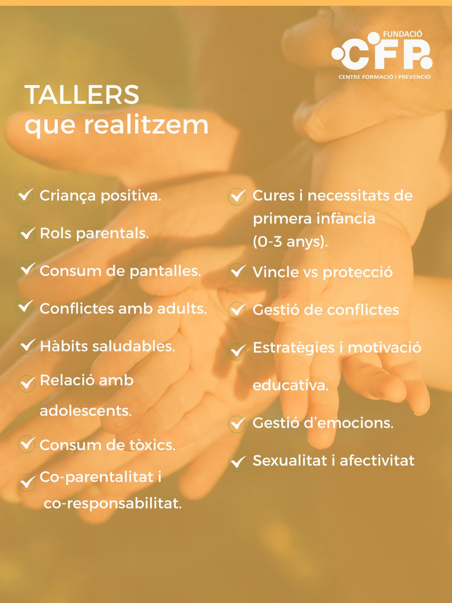 CFPMaresme's tweet photo. Acompanyem a famílies per afavorir entorns segurs i estables per als infants i adolescents✨
El Servei d’Acompanyament Familiar ofereix atenció individualitzada i tallers grupals, en coordinació amb els EAIA i els Serveis Socials.
Amb el suport del Departament de Drets Socials. https://t.co/6D94ZQPkAx