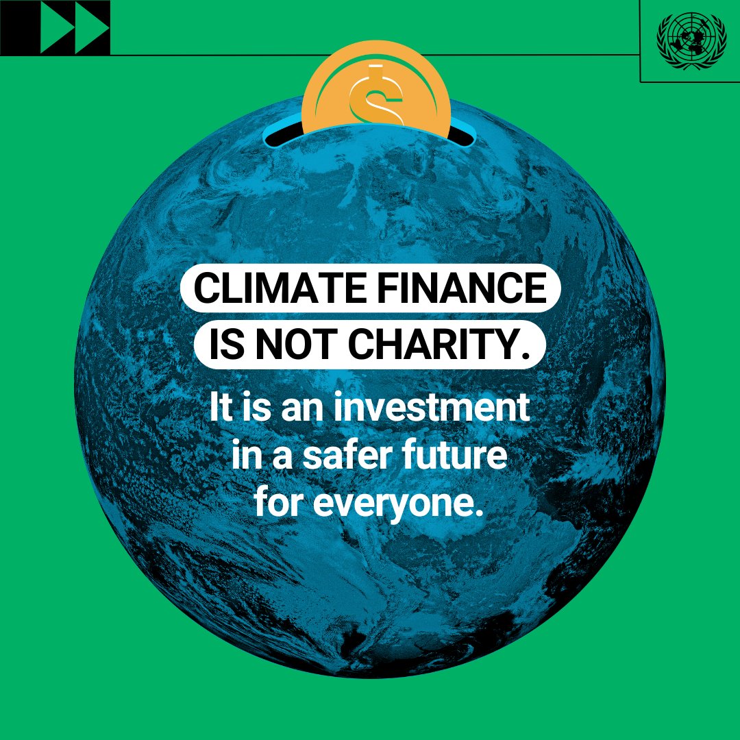 UNEP's tweet photo. Climate finance is about more than money.

It’s meant to help communities prepare for climate impacts, support cleaner energy, protect livelihoods and build a safer future.

See why investing in climate action benefits everyone: https://t.co/MwqBZP7tcL https://t.co/zjH7itFwad