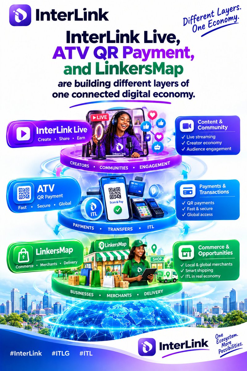 ShamsuYunusa5's tweet photo. InterLink Live, ATV QR Payment, and LinkersMap are building different layers of one connected digital economy.
#InterLink #ITLG #ITL https://t.co/GoA0LtyXze