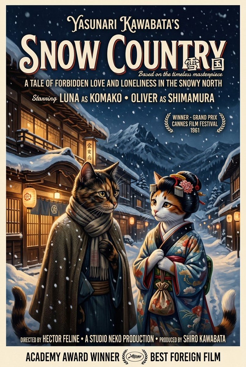 MUTEKINGjr's tweet photo. 川端康成の雪国の映画ジャケットイメージ https://t.co/QqMi3A6c4J