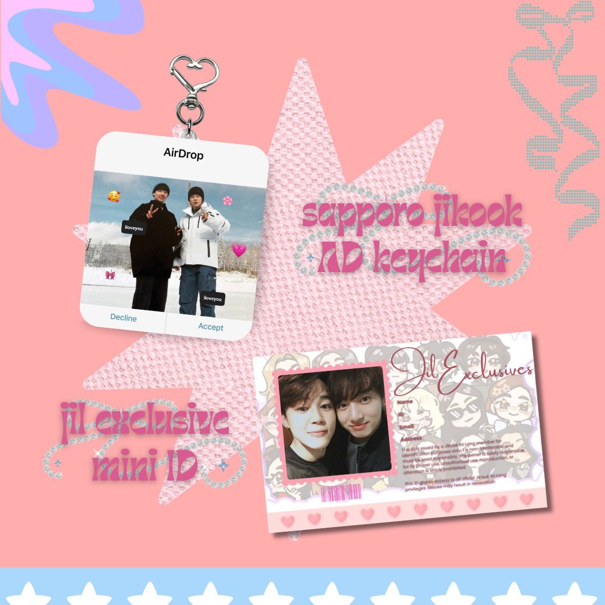 pjkoomii's tweet photo. YOHOOO DITO ANG TINGIN! 🤩

SURPRISE, JIL! there's a special gift for you!

u are getting one sapporo jkk AD keychain and a jil exclusive mini ID!!

— u don’t need to pay any pf! this will also be shipped together with ur order from LVER coll <333 https://t.co/jQADOmg6fO