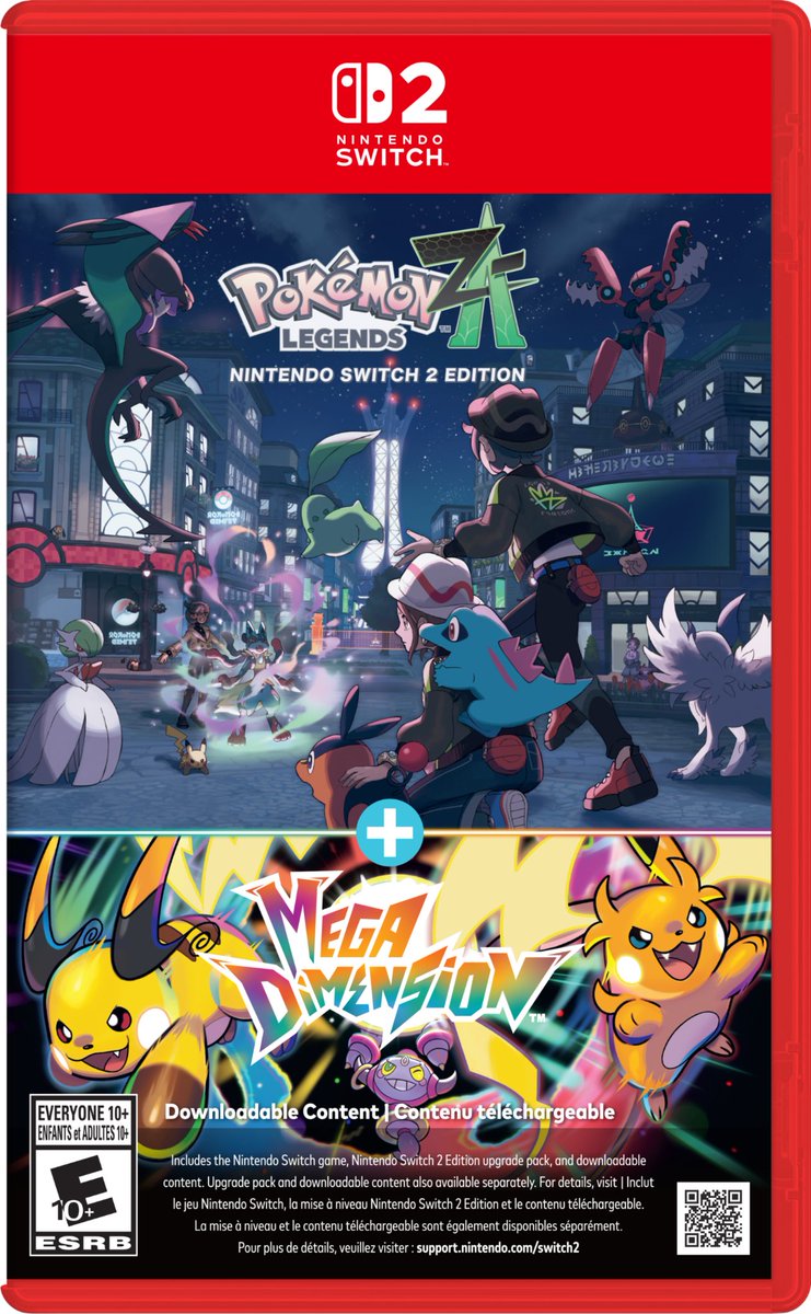 NintendoAmerica's tweet photo. A bundle featuring Pokémon Legends: Z-A – Nintendo Switch 2 Edition and the Mega Dimension DLC is releasing Oct 29!

Enjoy all the expanded adventures of the Pokémon Legends: Z-A – Nintendo Switch 2 Edition + Mega Dimension bundle on a single Game Card. https://t.co/WUjkOpj3ii