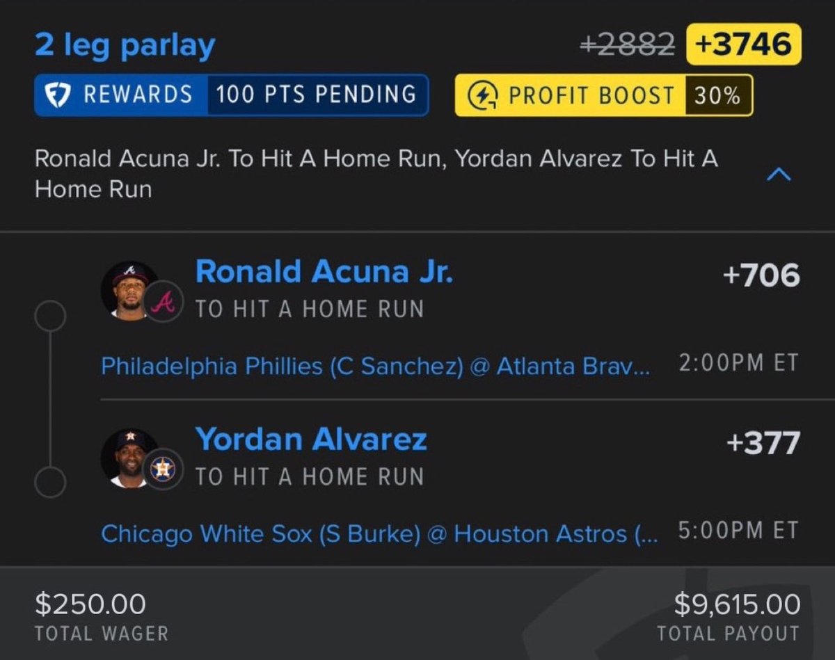 BetWithMaya_'s tweet photo. Two of the best sluggers in the game to hit homeruns today. Locked and Loaded. Let’s ride! 🚀⚾️

@Playbook https://t.co/s4iZRBprlz