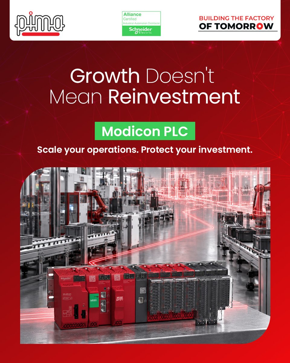 PimaControls's tweet photo. Growth shouldn’t mean starting over.

With Modicon M580, your control architecture can scale with your operations — from your initial setup to complex, multi-site enterprise environments. https://t.co/LtZ6qTWe6w