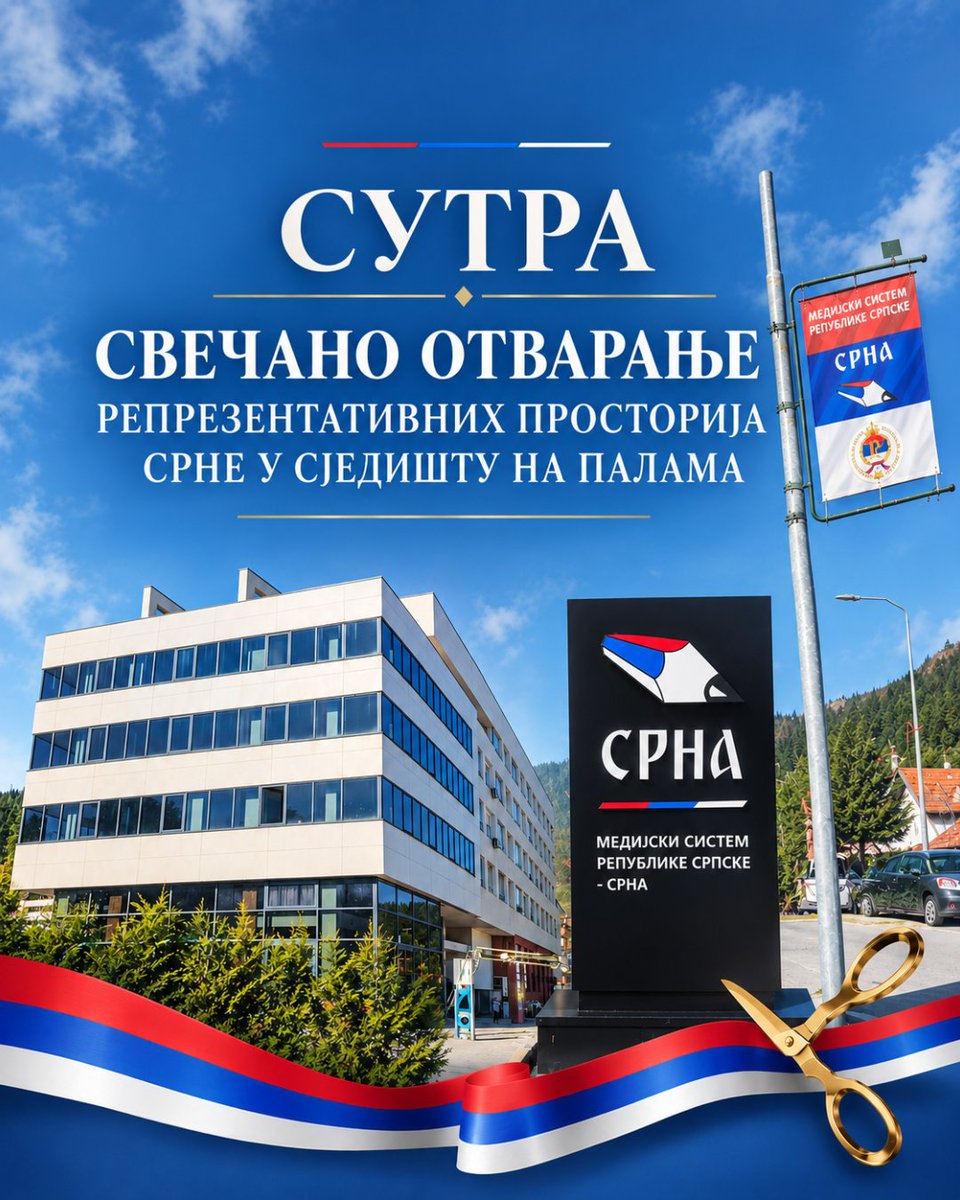 AgencijaSrpske's tweet photo. СРНА сутра званично почиње рад у новим, модерно опремљеним просторијама на Палама, чиме се, одлуком Владе Републике Српске и на иницијативу предсједника Милорада Додика, враћа у своје изворно сједиште.

https://t.co/K0PIgdNdvj https://t.co/NzzHzuP0pD