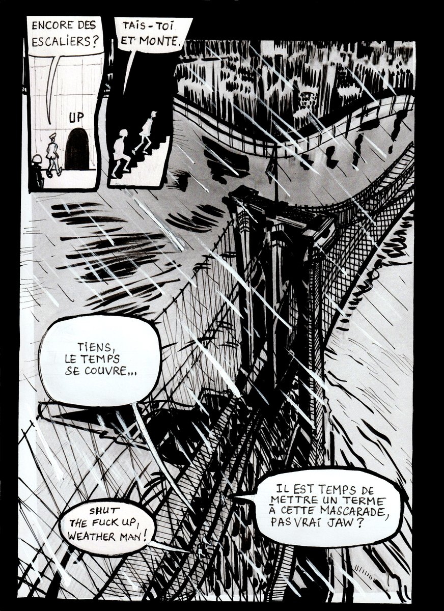 kristo_bauer's tweet photo. "J.I.Jaw is unwell and barely living in New York city", épisode 7, planche 14, nocturne au Brooklyn bridge. #jijaw #dessin #dessindujour #bd #serie #nouvelépisode #fin #intégrale https://t.co/smqIifbhBI