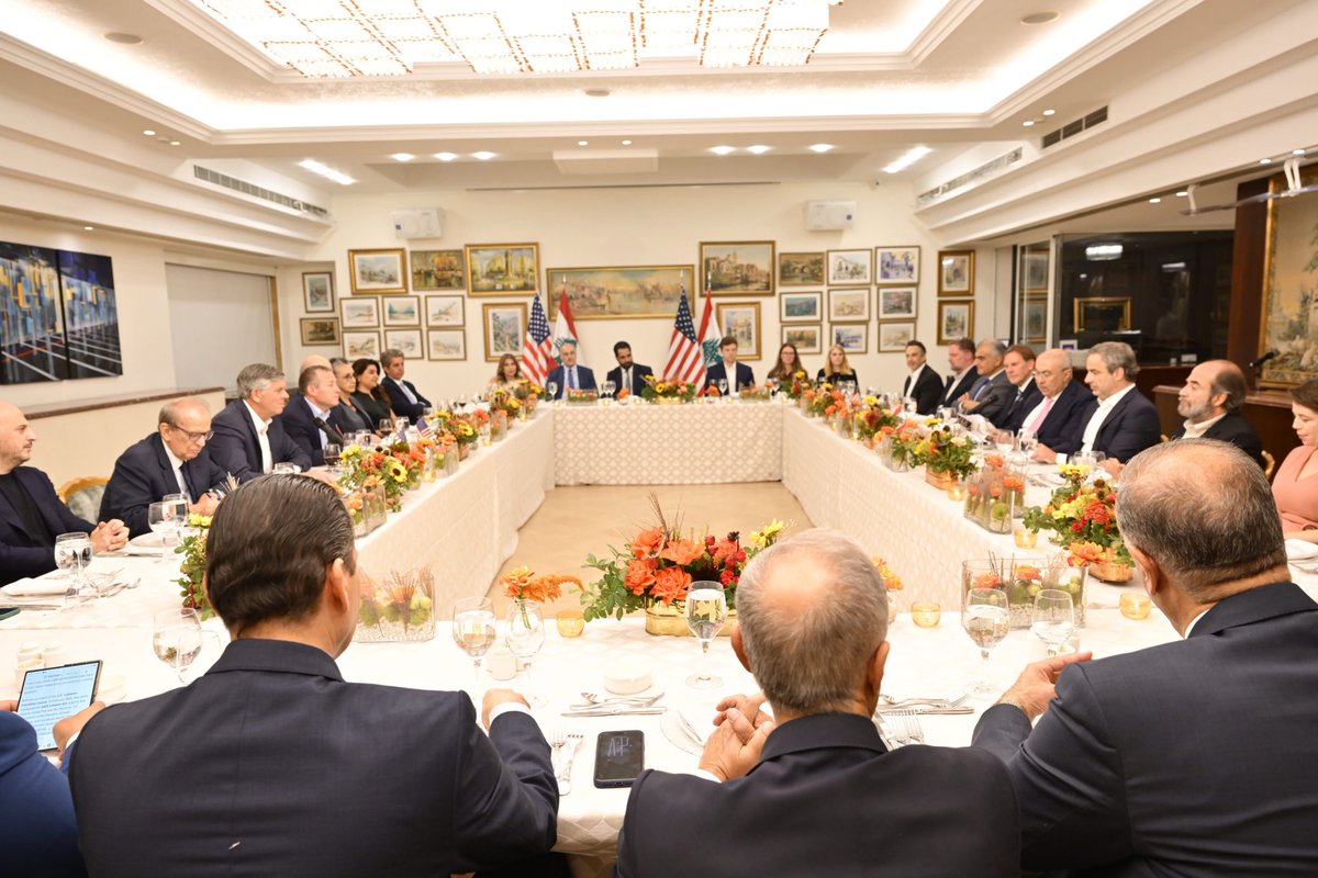fmakhzoumi's tweet photo. Congressman LaHood, Congressman Gottheimer,
Dear friends,

Welcome to my home and to Beirut. Your presence reflects the bipartisan friendship between Lebanon and the United States, which we deeply value.

Around this table are representatives of most of Lebanon’s political parties, except Hezbollah. Despite our differences, we share a commitment to a sovereign Lebanon, with no weapons outside state authority.

I warmly thank Ambassador Michel Issa and his team for their dedication and determination to turn diplomacy into practical progress.

Lebanon’s recovery begins with restoring state authority throughout its territory, including exclusive control over decisions of war and peace. Hezbollah’s weapons, allegiance to Tehran, and parallel financial networks remain fundamental obstacles.

Disarmament requires implementation, clear timelines, and accountability. Our army needs the resources and support to fulfil its responsibilities. Effective vetting within the army must be part of the solution, ensuring that those entrusted with implementation answer exclusively to the state.

Wherever the army establishes control, the state must follow with services, reconstruction, and economic opportunity. Assistance must reach citizens transparently, without strengthening Hezbollah or political patronage.

Sovereignty also requires confronting the cash economy, which facilitates illicit financing and tax evasion while depriving the state of revenue. Bringing financial activity under effective oversight is both an economic and a national security priority.

Banking restructuring and a credible IMF programme are therefore indispensable. We need trustworthy banks that protect savings, attract investment, and finance businesses. A fair financial gap law must establish responsibility for losses, protect small depositors, and support genuine restructuring. Together with an independent judiciary and the rule of law, these reforms can restore confidence and bring money back into the formal economy.

I also thank President Donald Trump and his administration for their commitment to regional peace. The trilateral framework agreement must translate into extending Lebanese Army authority, disarming Hezbollah and all other militias, and achieving complete Israeli withdrawal in parallel, with credible verification and protection for civilians.

We must also have the courage to pursue direct negotiations under Lebanese state authority to resolve outstanding disputes and secure lasting peace.

Dear friends,

Our guests know Lebanon’s challenges exceptionally well—perhaps better than many of us. Let us draw on their experience through a constructive exchange focused on practical solutions.

I ask each participant to introduce themselves briefly and go directly to a question, so everyone can participate and our guests have time to respond.

Congressmen, thank you again for being with us. The floor is yours.
@RepLaHood 
@RepJoshG