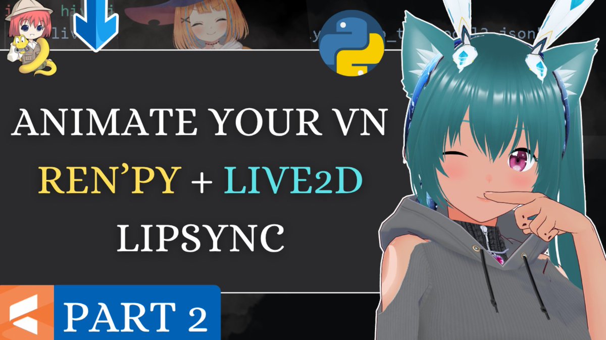 MiaCodeEx's tweet photo. ~Hiii! 🩵 Mia here!

Ren’Py Live2D Part 2: LipSync is finally here, nyaa! Sorry for the delay! My internet was so bad 🦝..but here we go!

🎬 ~Watch it here with me: https://t.co/DTiqYHS5Yx

Next post soon: maybe Godot, nyaa~ 🧸

#RenPy #VisualNovel #Live2D #IndieGameDev #Vtuber https://t.co/774uUKo8Z3