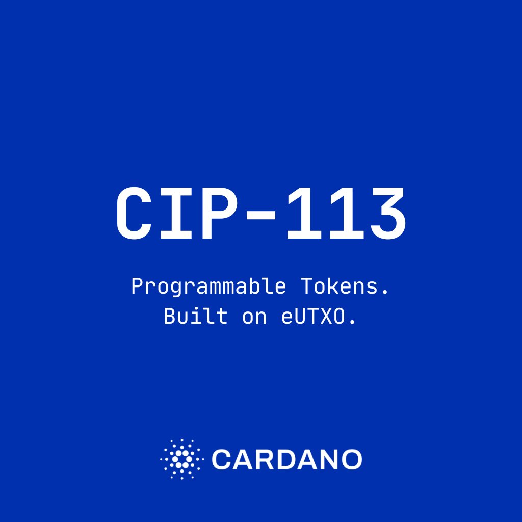 Cardanians_io's tweet photo. NEWS: Cardano's CIP-113 has been officially merged. 🟢

CIP-113 introduces programmable tokens while keeping Cardano's eUTXO model.

It enables complex token logic for compliance, stablecoins, RWAs and more.

Another major upgrade to Cardano, with more coming this year. https://t.co/rbFGTNrhQO