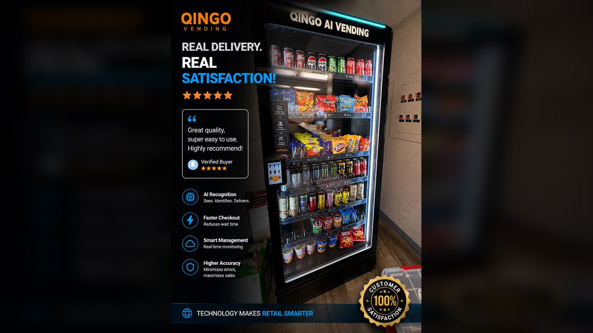 QingoVending's tweet photo. Don't take our word for it — take theirs. ️
Real feedback from real QINGO vending operators.
Smarter technology. Better vending. Happier customers.

#QINGO #AIVending #SmartVending #RetailTech https://t.co/cz5vbYCJne