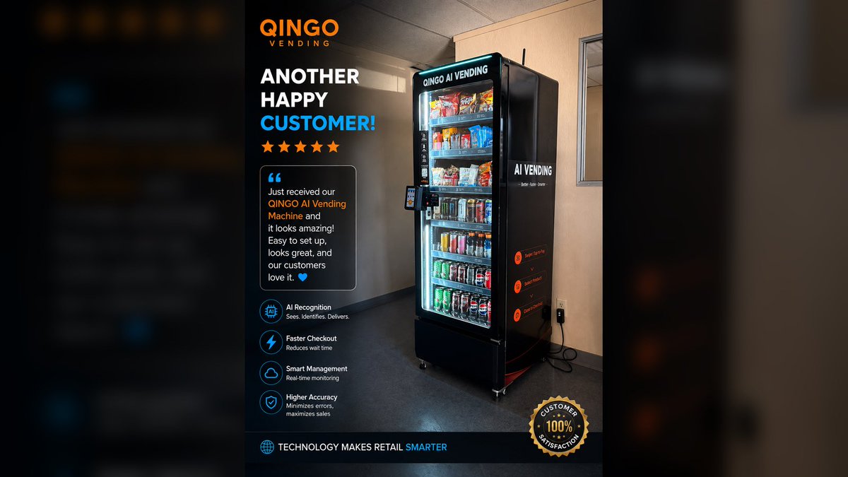 QingoVending's tweet photo. Don't take our word for it — take theirs. ️
Real feedback from real QINGO vending operators.
Smarter technology. Better vending. Happier customers.

#QINGO #AIVending #SmartVending #RetailTech https://t.co/cz5vbYCJne