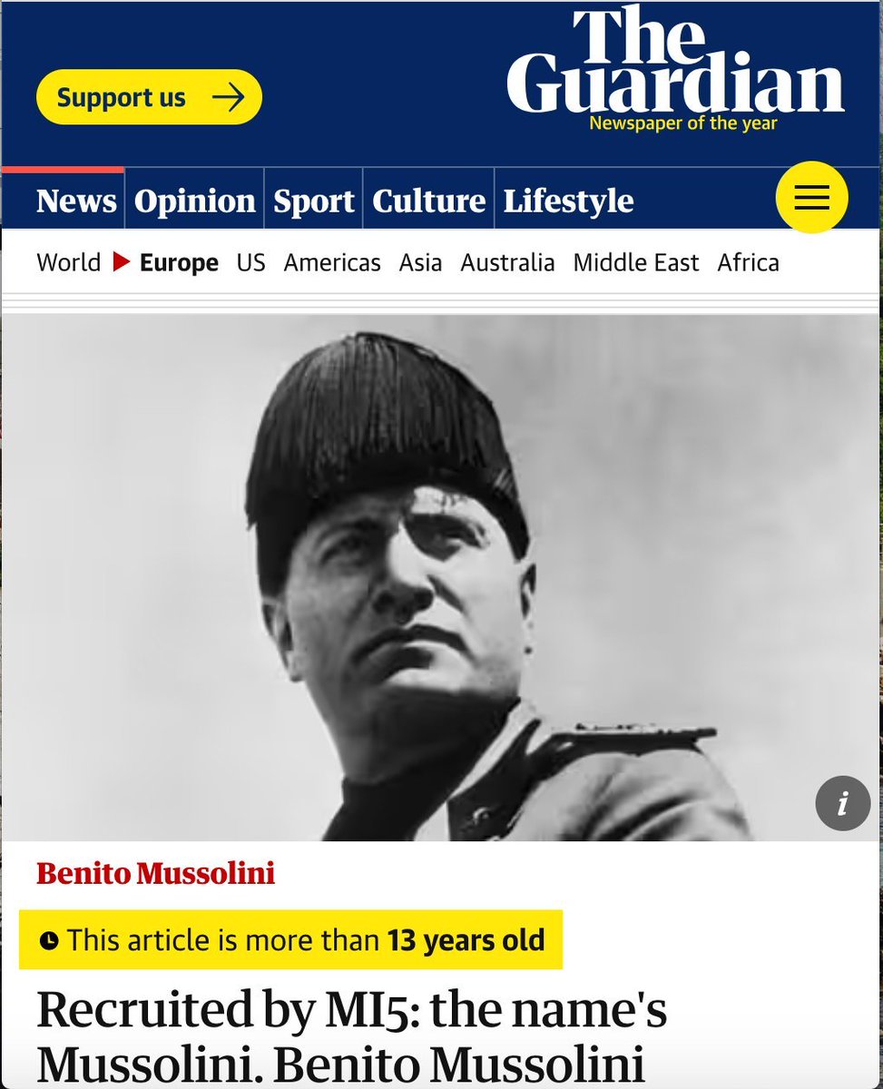 robinmonotti's tweet photo. We already had a blackshirt in Europe agitating for World War. Guess who paid him?
Mussolini was paid £100 a week from MI5 from 1917 to keep up the WW1 pro-war campaigning:
"Archived documents have revealed that Mussolini got his start in politics in 1917 with the help of a £100 weekly wage from MI5.
For the British intelligence agency, it must have seemed like a good investment. Mussolini, then a 34-year-old journalist, was not just willing to ensure Italy continued to fight alongside the allies in the first world war by publishing propaganda in his paper. 
He was also willing to send in the boys to "persuade'' peace protesters to stay at home.
Mussolini's payments were authorised by Sir Samuel Hoare, an MP and MI5's man in Rome, who ran a staff of 100 British intelligence officers in Italy at the time.
Cambridge historian Peter Martland, who discovered details of the deal struck with the future dictator, said: "Britain's least reliable ally in the war at the time was Italy after revolutionary Russia's pullout from the conflict. 
Mussolini was paid £100 a week from the autumn of 1917 for at least a year to keep up the pro-war campaigning – equivalent to about £6,000 a week today."
As well as keeping the presses rolling at Il Popolo d'Italia, the newspaper he edited, 
Mussolini also told Hoare he would send Italian army veterans to beat up peace protesters in Milan, 
a dry run for his fascist blackshirt units.
After the armistice, Mussolini began his rise to power, assisted by electoral fraud and blackshirt violence, establishing a fascist dictorship by the mid-1920s.
His colonial ambitions in Africa brought him into contact with his old paymaster again in 1935. 
Now the British foreign secretary, Hoare signed the Hoare-Laval pact, which gave Italy control over Abyssinia.
The unpopularity of the Hoare-Laval pact in Britain forced Hoare to resign. Mussolini, meanwhile, built on his new colonial clout to ally with Hitler, entering the second world war in 1940, this time to fight against the allies."