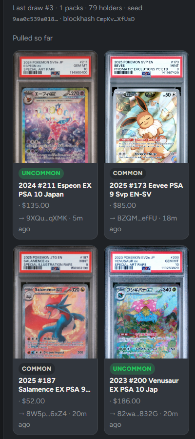 embercurve's tweet photo. The Gacha module update is being pushed right now.
(approx 5-10mins to update)

Once we secure it, it will display every hash proof. We can add any gacha card game in the Solana ecosystem. 

Higher rolls give better pulls, and a 3% tax always applies. If you are bringing your own project, we are here to help.

solana:5dvXTZ5qwgafnHtwu3Ls3QrWx1U4LQsFeCuJgkk4QEC6 ecosystem.
https://t.co/DBvCprnVVb