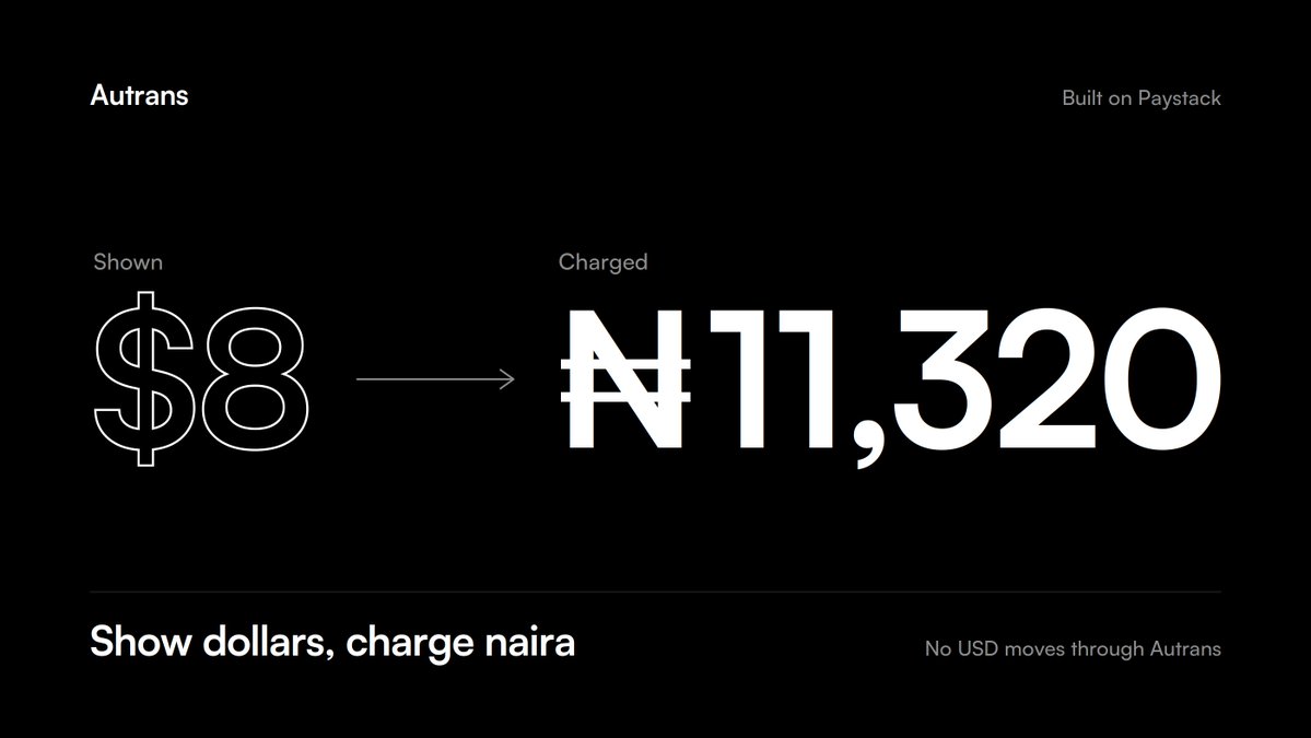 tobilobaCodes00's tweet photo. Autrans got its first international payment this week. Without Stripe...

I posted it on LinkedIn and the comments turned into a serious interrogation "How? Does Paystack take dollars? What if the rate moves?"

So I wrote the full breakdown 👇a thread... https://t.co/0WTEPIKjP4