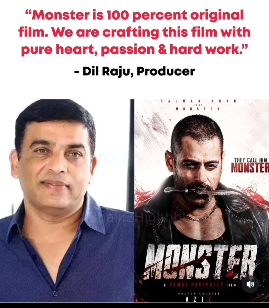 BigScreenTicket's tweet photo. It's Official....
#Monster is ORIGINAL Script 
Get Ready for the Big Screen DHAMAKA 🔥💥🔥💥🔥💥🔥💥🔥💥🔥💥🔥on EID 2027 .
#SalmanKhan @BeingSalmanKhan @directorvamshi @SVC_official @DilRajuOff_ #DilRaju #SVC63 https://t.co/YuQttMGmbi