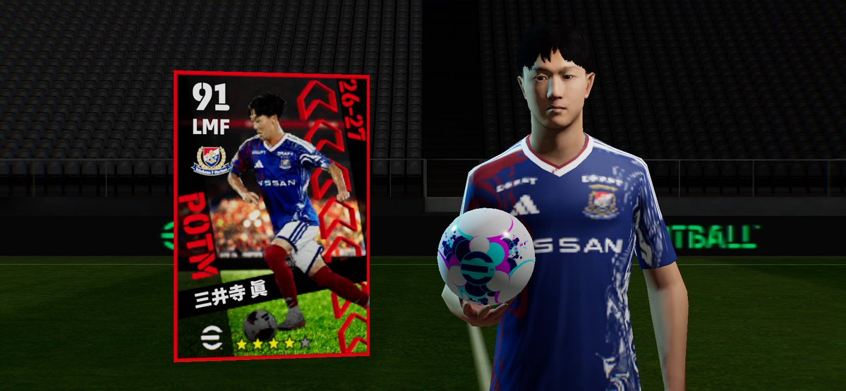 yen8sd's tweet photo. 「獲得記録#9」
【J.LEAGUE】

📝選手：三井寺眞
⭐️レアリティ：POTM（トレンド）
📅獲得日：2026.9.30

#eFootball #イーフト https://t.co/pelQsTkTZY
