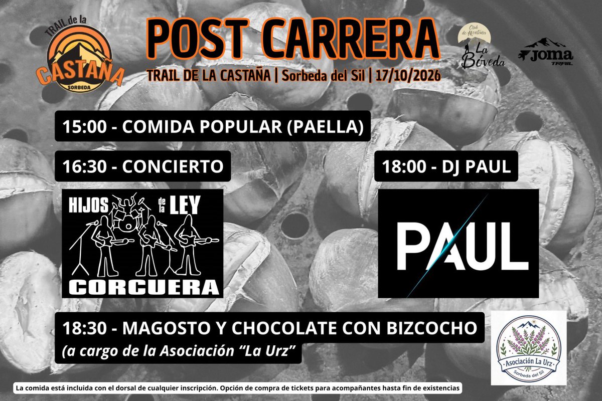 ClubBoveda's tweet photo. Trail de la Castaña 🌰 17 Octubre
Post Carrera 🔝 https://t.co/xsgyzIriHG