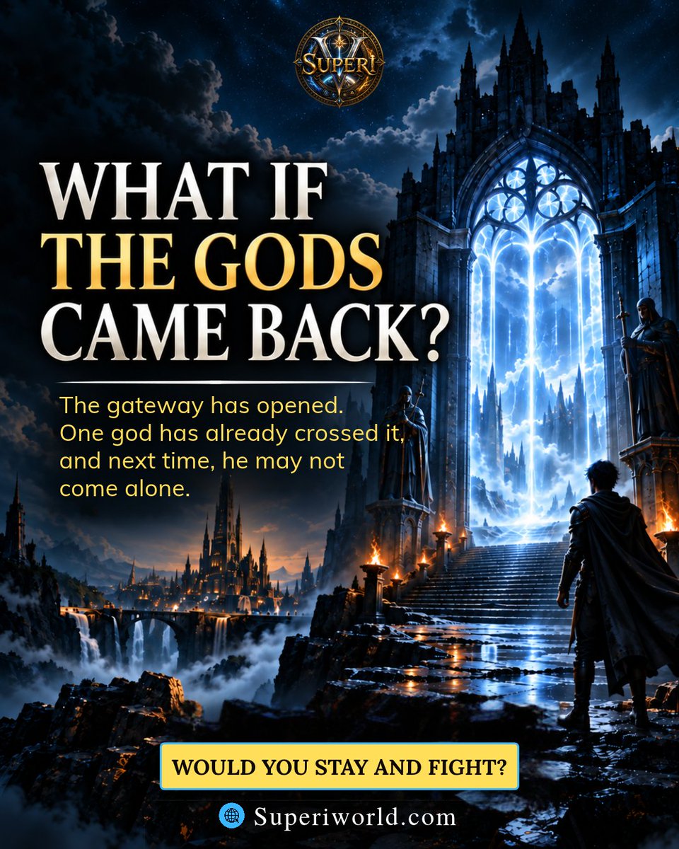 ClintSciFi's tweet photo. What if the gods came back? 👀⚔️

Next time, he may not come alone.
Would you stay and fight? 👇

Enter the world of SUPERi → https://t.co/7sO3O8thfD

#SUPERi #EpicFantasy #FantasyBooks #BookTwitter #FantasyReaders #BookTok #FantasyWorld #FantasyLovers https://t.co/TjAAheCqJE