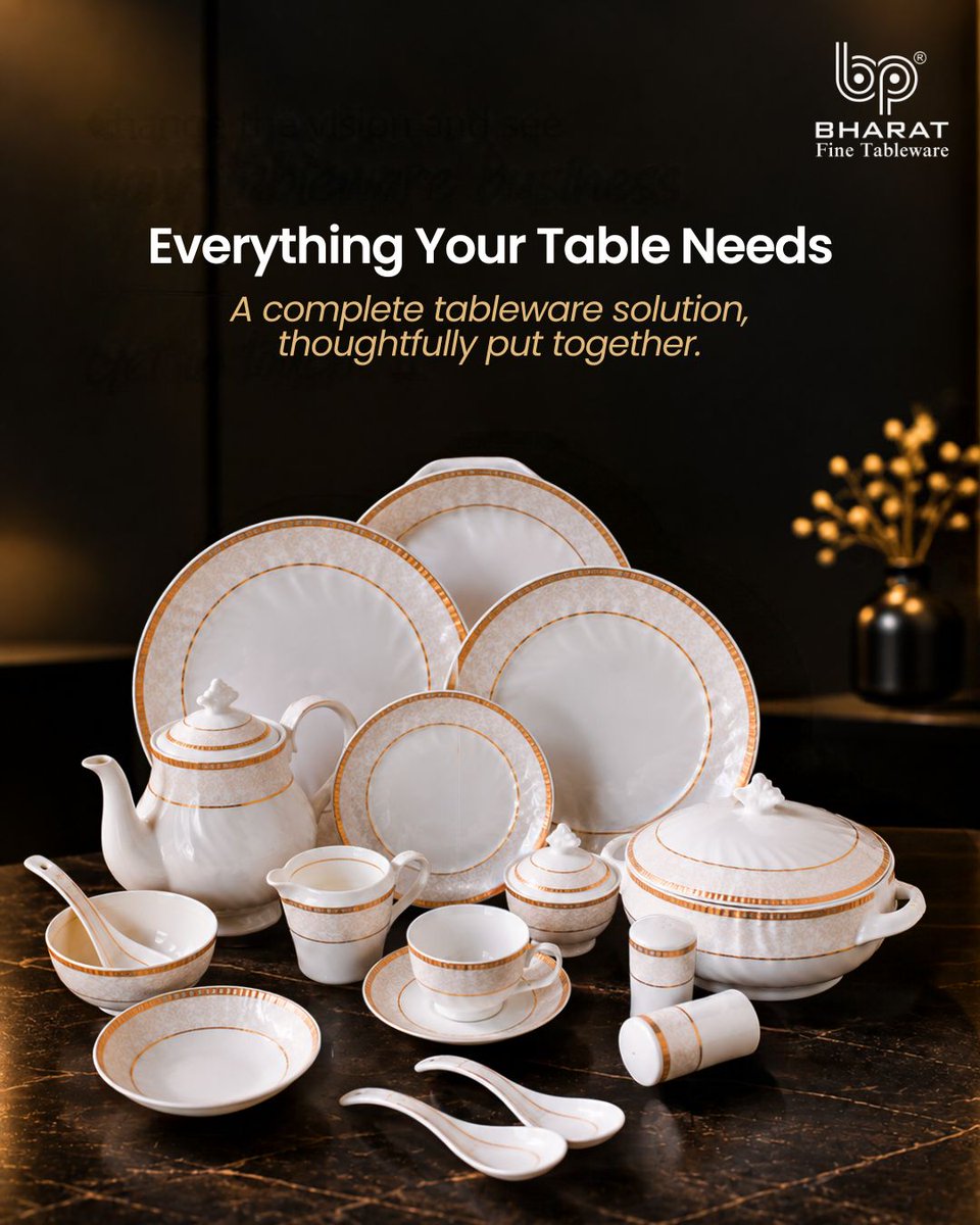 bharat_ctpl's tweet photo. One complete set. Every piece playing its part.
From dinnerware to serving essentials, BP Bharat brings together a well-rounded tableware collection designed to make every setting feel complete.
#BPBharat #FineTableware #TablewareCollection #ProfessionalTableware https://t.co/lTQZGcmXER