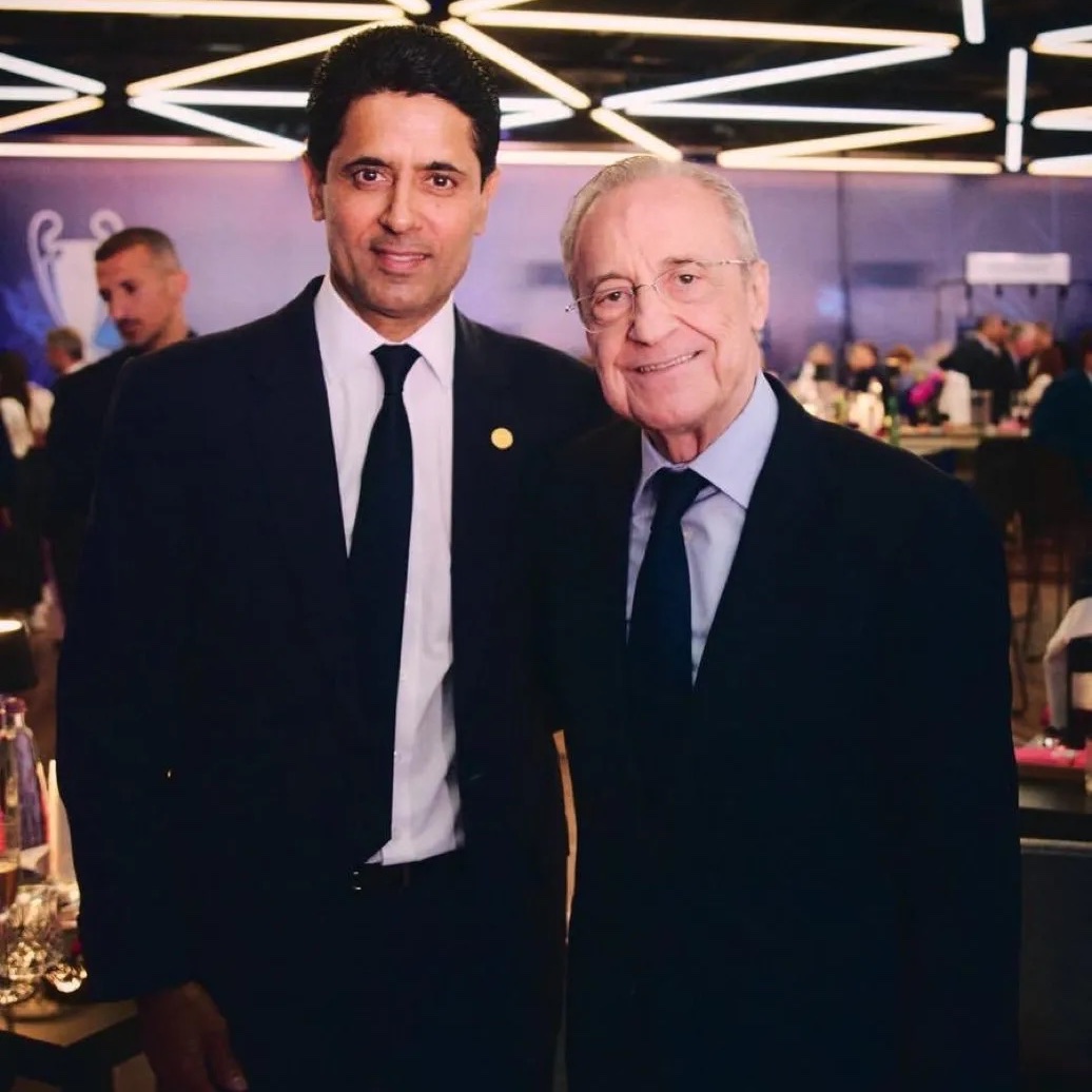 MadridXtra's tweet photo. 🚨 Nasser Al-Khelaifi: “People have to RESPECT what Florentino Pérez has done for football.

Whether we like it or not, he has done an AMAZING job for Real Madrid and for European football.

How many Champions Leagues has he won? 6 or 7, if I remember correctly.

I think sometimes that YOU (the media) are NOT FAIR to the clubs, CEOs and the presidents because they do a lot, and Florentino has done A LOT in Spain and some people use it for their own personal agenda against him. 

We compete against each other but I have HUGE respect for Florentino Pérez and Real Madrid.

He deserves MORE RESPECT.”