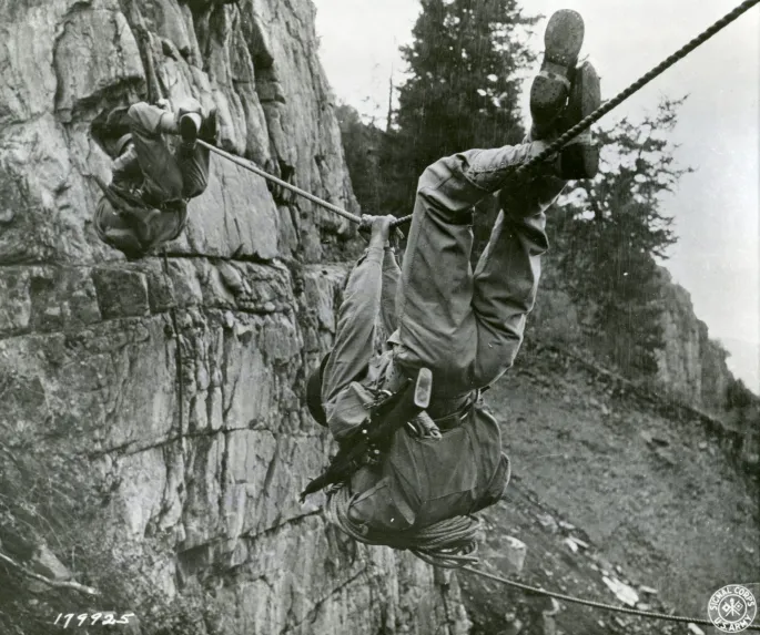 USNatArchives's tweet photo. The elite soldiers of the 10th Mountain Division, the @USArmy's first and only mountain infantry division, trained at Camp Hale in Colorado during World War II.

The soldiers participated in mountain warfare techniques including climbing, skiing, and cold-weather survival. https://t.co/oZULOuB4t9