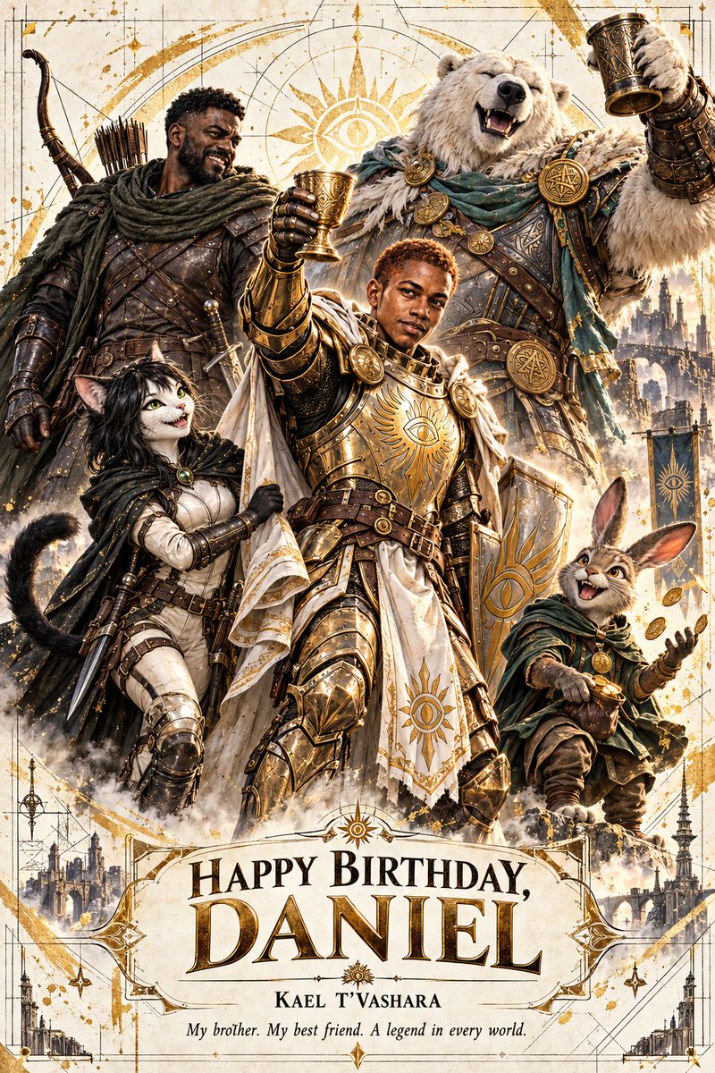 SagasofVaelora's tweet photo. Kael’s story began with someone far closer to home: my little brother, Daniel. My best friend of all time deserves a place in the world I’m building. Happy birthday, little bro. ❤️⚔️ 

#HappyBirthdayDaniel #SagasOfVaelora #KaelTVashara #FantasyArt #Brotherhood https://t.co/cULia5i5FE