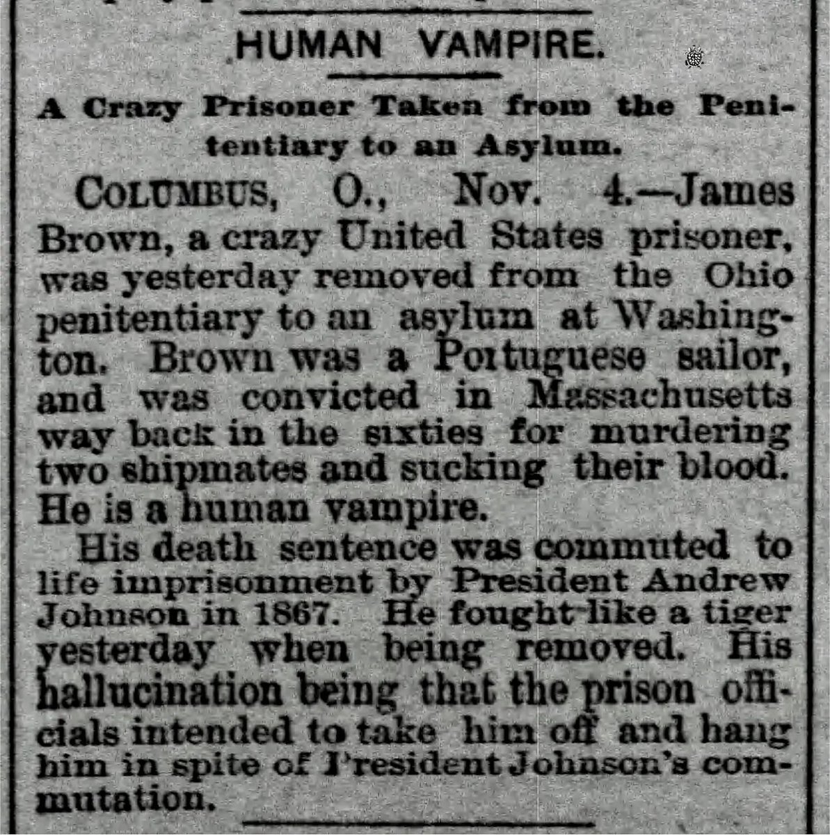 oddoldnews's tweet photo. Human Vampire 

Richmond Evening Item, Richmond, Indiana · Friday, November 04, 1892 https://t.co/gFo0Gu9Umy