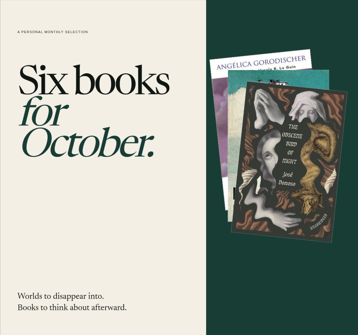 WillyDevRel's tweet photo. I gave idem my Goodreads export and explained some of the books I liked and disliked and it built a personal reading curator that remembers my feedback and now makes me a six-book literary digest every month.
Gimme any recs you have!
Here’s October: https://t.co/AfG0kbsbuA