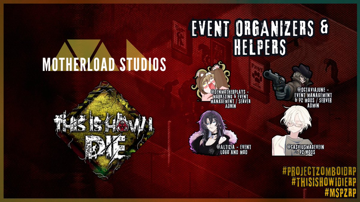 motherloadSTU's tweet photo. #ThisIsHowIDieRP #ProjectZomboidRP #MSPZRP server is now live!
24/7 Project Zomboid RP event running Sept 30 – Oct 30.
•Hop in / hop out
•Low commitment, lighthearted RP
•Make a new character whenever you die
•Open to creators, streamers, RPers, anyone who wants to join https://t.co/rmtbk4g8FU